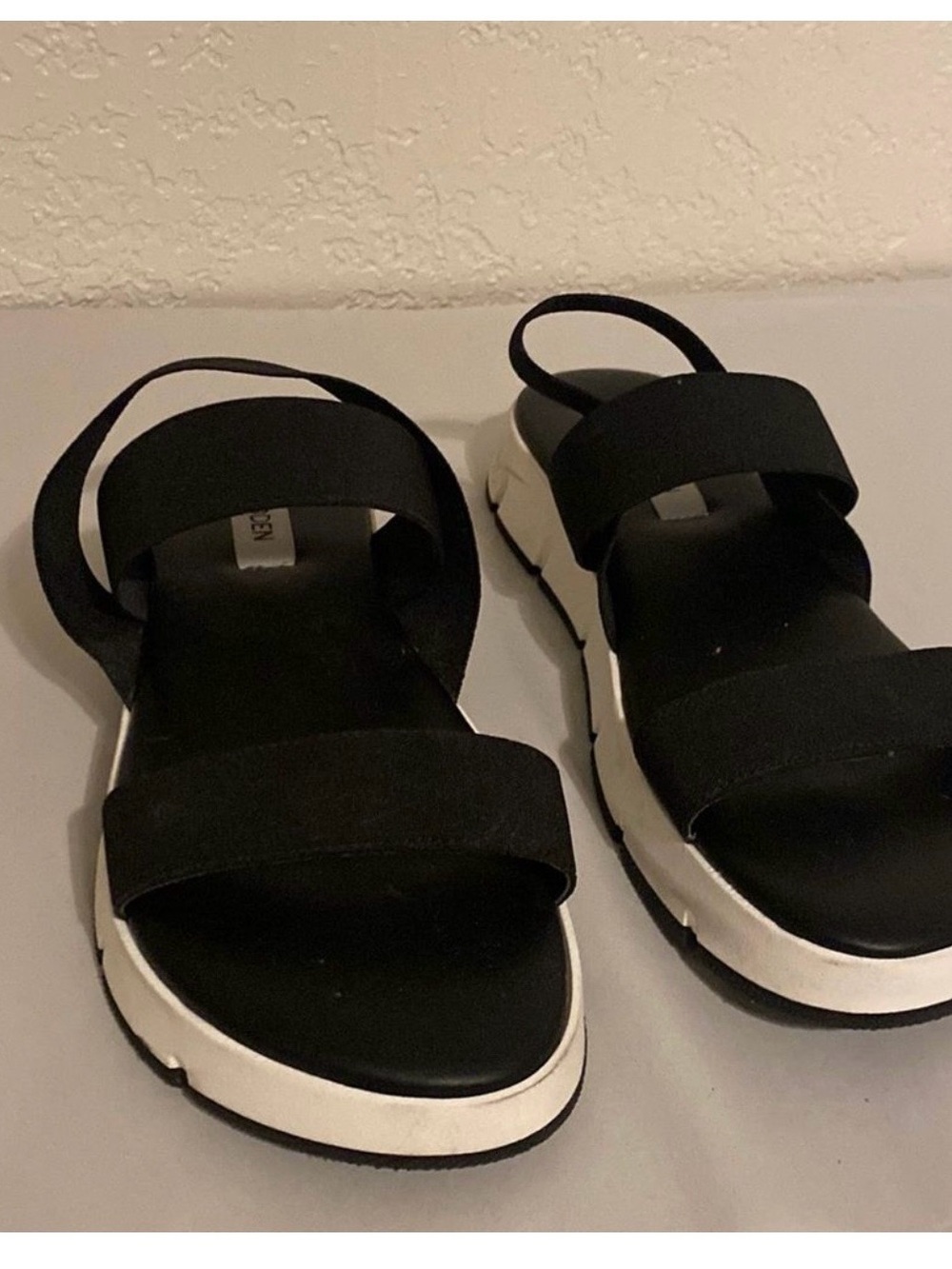 Steve Madden Black Sandals with White Platform Sole